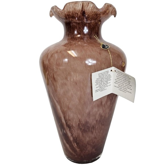 Murano Other - Murano Glass Flower Vase Deep Pink Swirl Gloss Italy Traditional Cristalvi 8x14"